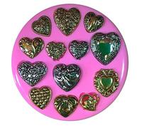 Lot de 13 broches en forme de cœur victorien vintage en silicone pour décoration de gâteau, gâteaux, petits gâteaux, glaçures, fondants, outil de sugarcraft par Fairie Blessings