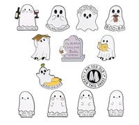 Lot de 13 broches fantômes d'Halloween mignonnes et amusantes en émail pour sacs à dos, badges, chapeaux, cadeaux pour femmes et hommes, Métal, Pas de gemme