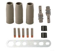 Lot de 13 buses de soudage pour torche 15ak avec revêtement anti-éclaboussures, anti-adhérent, embouts en cuivre de haute pureté, isolateurs et clé à molette, construction en métal de taille standard