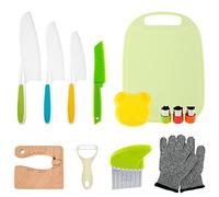 Lot de 13 Couteaux de Cuisine pour Enfants, sans Danger pour Les Tout-Petits, pour Une Vraie Cuisine avec des Couteaux en Plastique sans Danger pour Les Tout-Petits/Un Coupe-froissé/Un Couteau à