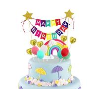 Lot de 13 décorations de gâteau d'anniversaire personnalisées avec mini bannière et ballons pour fête en forme de cœur arc-en-ciel