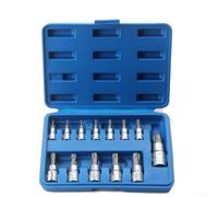 Lot de 13 douilles Torx - Pour tailles T8-T70 - 1/4" - 3/8" - 1/2" - En acier au chrome vanadium - Pour vélos, automobiles, appareils électroménagers, machines, avec