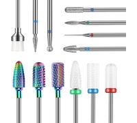 Lot de 13 embouts de ponceuse à ongles, 3/32"", embouts professionnels pour ponceuse à ongles Nail Tech, carbure de tungstène, diamant céramique, embouts pour enlever les cuticules avec brosse