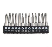 Lot de 13 embouts de tournevis de forme spéciale dont Ph2 Sl5 Triangle Y U trois têtes à quatre pointes pour réparation d'appareils et de jouets Longueur 50 mm Acier chromé vanadium Finition grise