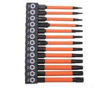 Lot de 13 embouts de tournevis Torx T5-T40 pour visseuse à percussion, assortiment de forets en acier avec 75 mm/100 mm/150 mm de longueur pour clé robuste et (75 mm)