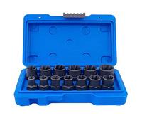 Lot de 13 extracteurs d'écrous endommagés de 6,35 à 19 mm - Kit de retrait de vis - Kit d'outils de filetage - Kit d'extraction de douilles