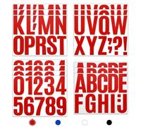 Lot de 13 feuilles d'autocollants en vinyle imperméable pour lettres et chiffres pour loisirs créatifs, boîte aux lettres, cahiers, camions - 10,2 cm (rouge)