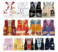 Lot de 13 gilets de carrière pour enfants, costumes de jeu de rôle pour garçons et filles - Métiers tels que médecin, pompiers, pirates, policiers, pilote, agriculteur et plus encore - Idéal pour
