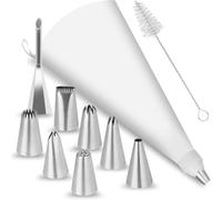 Lot de 13 Kit de Poche à Douille Professionnelle, 8 Pièces Douilles Patisserie, 1 Pièces Poche a Douille Patisserie, Poche a Douille Reutilisable, pour Décorer Gâteaux, Biscuits