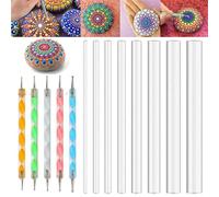 Lot de 13 outils de pointillage mandala pour peinture sur roche, stylet à bille, outils de pointillage, stylos pour nail art, tiges en acrylique pour bricolage, dessin sur pierre, argile polymère,