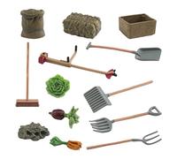 Lot de 13 outils miniatures de ferme, pelle pour maisons de poupées, décorations extérieures de jardin et petites scènes, ensemble d'ornements de jardin miniatures