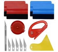 Lot de 13 outils pour film vinyle de voiture - Kit d'outils de lissage pour papier peint avec outil de coupe - Raclette en feutre dur pour emballage de voiture et installation de papier peint