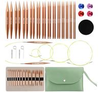 Lot de 13 Paires Aiguilles à Tricoter Circulaires Interchangeables de 3-10mm, Accessoires de Tricot Professionnels en Aluminium avec 4 Câbles, Étui et Accessoires, pour Débutants et Professionnels