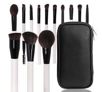Lot de 13 pinceaux de maquillage professionnels et débutants, poils synthétiques doux pour le visage, le fond de teint, la poudre, le fard à paupières et le mélange, facile à nettoyer avec sac, cadeau