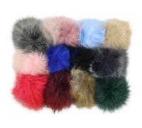 Lot de 13 pompons en fourrure synthétique pour bonnet, pompon en fourrure avec bande élastique pour bricolage, chapeaux, sacs, écharpes, chaussures, porte-clés, bricolage (8 cm)