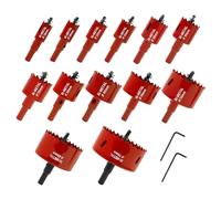 Lot de 13 scies cloches bimétalliques, diamètre : 18-75 mm, scie cloche, avec mandrin, profondeur de coupe maximale : 75 mm, foret pour bois, plaque de plâtre, plastique