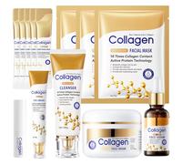 Lot de 13 soins de la peau au collagène - Kit anti-âge coréen - Avec nettoyant pour le visage, crème, sérum, masque et baume à lèvres, hydratant et raffermissant - Coffret cadeau parfait pour femme