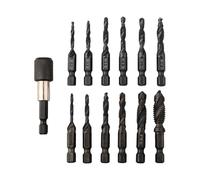 Lot de 13 tarauds avec adaptateur à changement rapide, SAE 6-32NC à 1/4-20NC et métrique M3 à M10, acier rapide pour métal, plastique, aluminium, tige hexagonale