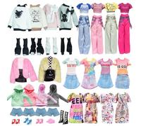 Lot de 13 vêtements compatibles avec Les poupées de 38,9 cm - Ensemble de Loisirs Tendance avec Chauffe-Jambes - Sweat à Capuche et Veste en Peluche - Ensemble de Sport