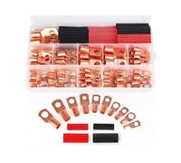 Lot de 130 cosses de fil de cuivre, connecteurs de bornes, utilisés sur câbles AWG12 10 8 6 4 2, ensemble thermorétractable, borne à anneau