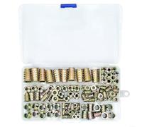 Lot de 130 écrous hexagonaux filetés métriques pour meubles en bois, alliage de zinc avec bride antidérapante, comprend 4 x 10 mm, 5 x 10 mm, 6 x 10 mm, 6 x 15 mm, 8 x 15 mm, 8 x 20 mm, 10 x 25 mm