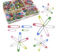 Lot de 130 épingles à nourrice colorées en métal avec boîte de rangement - Mini épingles à nourrice résistantes à la rouille - Pour bricolage, artisanat, vêtements, kit d'accessoires de couture (28