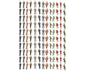 Lot de 130 figurines en plastique peintes à l'échelle 1:48 pour modélisme ferroviaire, y compris les piétons, les navetteurs et les passagers en attente