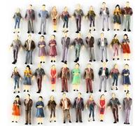 Lot de 130 figurines peintes à l'échelle 1:48 - Personnages peints - Passagers - Paysage ferroviaire - Miniature - Modèle de train