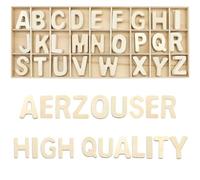 Lot de 130 lettres majuscules en bois, de 3 cm, avec boîte en bois, pour la décoration d'artisanat, le bricolage, couleur du bois naturel