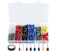 Lot de 1300 embouts de câble 0,5 mm² à 10 mm² - Assortiment d'embouts de câble isolés - Kit d'embouts de câble pour connexion de fil - Avec 1 rouleau de ruban adhésif