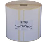 Lot de 1300 étiquettes thermiques avec perforation sur rouleau - 100 x 50 mm - Manchon de 25 mm - Adhérence permanente - Sans BPA