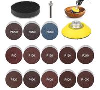Lot de 133 disques abrasifs de 50 mm avec fixation Velcro - Grain 80, 100, 120, 150, 240, 320, 400, 600, 800, 1000, 1200, 2000, 3000 - Pour perceuse sans fil - Pour perceuse sans fil - Pour voiture