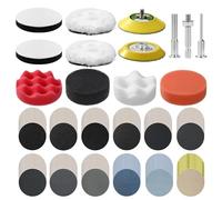 Lot de 133 Embout de polissage pour visseuse sans fil,Disques abrasifs papier abrasif à l'eau,Kit de ponçage et de polissage 3 pouces, papier abrasif à l'eau 75mm & disques de polissage