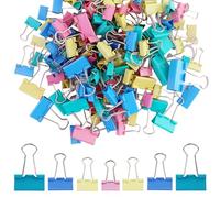Lot de 135 Pinces à Papier Pliantes en Métal - Multicolores Carpeta Plegable - 15 mm/19 mm/25 mm/32 mm - Binder Clips de Reliure en Métal Pour Documents, Bureau et Papeterie