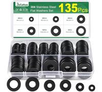 Lot de 135 rondelles plates en acier inoxydable Bolatus - 6 tailles - Rondelles de carrosserie M4, M5, M6, M8, M10, M12, pour vis et écrous