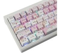 Lot de 136 touches PBT imprimées sur le côté, 136 touches brillantes à travers Meow Squad, touches personnalisées, profil Cherry pour claviers mécaniques Cherry Gateron MX Swithes ANSI