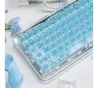 Lot de 136 touches transparentes profil cerise bleu clair | Convient pour les claviers mécaniques Cherry MX Switches 61/64/87/104/108