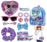 Lot de 14 accessoires de cheveux de Noël pour filles - Sac à cheveux Disney Stitch pour cheveux avec sac licorne pour enfants, peigne à cheveux, pinces à cheveux, élastiques à cheveux
