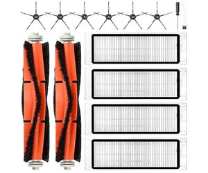 Lot de 14 accessoires pour aspirateur robot Xiaomi Roborock S6 / S5 Max / S5 / S6 Pure / S6 Maxv / S60 / S65, pièces de rechange, 2 brosses principales, 4 filtres HEPA, 6 brosses latérales, 1