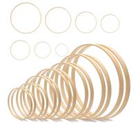 Lot de 14 anneaux en bois de 8 à 23 cm de diamètre pour attrape-rêves, décoration de mariage, macramé, bricolage