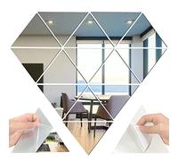 Lot de 14 autocollants muraux triangulaires en acrylique - Réglage amovible - Miroir DIY pour la maison, la chambre à coucher, la décoration de fond (argenté)