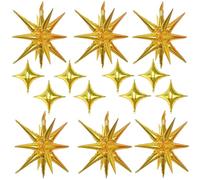 Lot de 14 ballons Star Mylar Balloons pour anniversaire, fête prénatale, décoration de fête, chiens, anniversaires, Noël, accessoires de fête (doré)