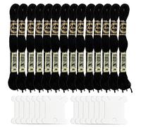 Lot de 14 bobines de fil à broder noir avec 14 bobines de fil à broder en coton pour broderie, couture, bricolage, tricot, broderie, projets de couture