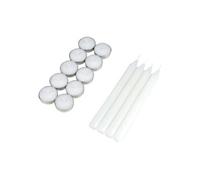 Homéa, Kit de 10 Bougies Chauffe-Plat + 4 Bougies Chandelier 20 cm Blanc