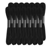 Lot de 14 brins de fil à broder noir de 120 yards en coton pour point de croix, idéal pour les bracelets d'amitié et les travaux de broderie