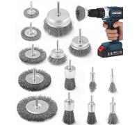 Lot de 14 Brosses Métalliques, Brosse Metallique pour Perceuse Queue de 6 mm,Visseuse Perceuse à Nettoyer Bois en Métal L'Élimination Rouille/Corrosion/Peinture