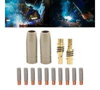 Lot de 14 buses de protection de revêtement de 1,2 mm pour soudage MIG 15AK - Buses de blindage de gaz sans air, porte-embouts et pointes d'électrode en cuivre,