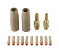 Lot de 14 buses de soudage - Buse revêtue - Technologie isolante pour le travail du métal - Performance optimale - Résistant à la chaleur - Contient 2 buses, 2 supports, 10 conseils - Convient pour la