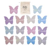 Lot de 14 cartes monuments pour bébé - En acrylique - Design dessin animé - Accessoires photo pour nouveau-né - Moment de croissance mensuel - Belle forme de papillon