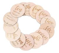 Lot de 14 cartes pour bébé - Cartes d'étapes importantes pour bébé, cartes mensuelles pour bébé, cadeau parfait pour nouveau-né et souvenir, marqueurs de voyage de grossesse, bois clair (9,9 cm)